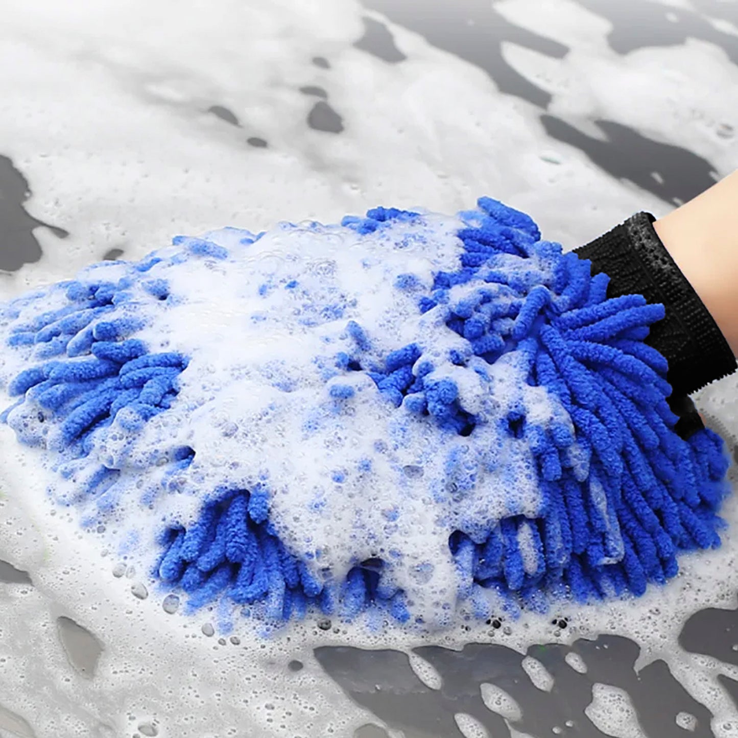 Car Wash Glove Blue + Car Shampoo