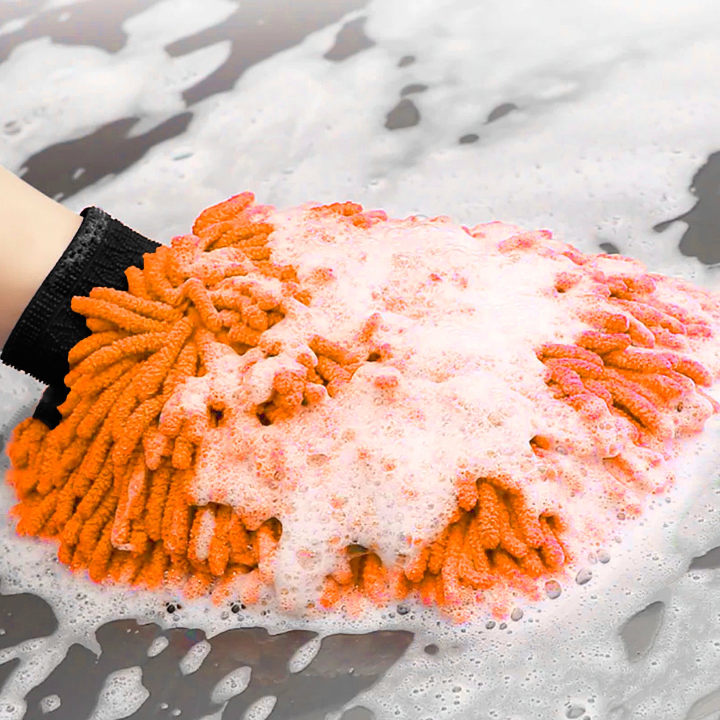 Car Wash Glove Orange + Car Shampoo