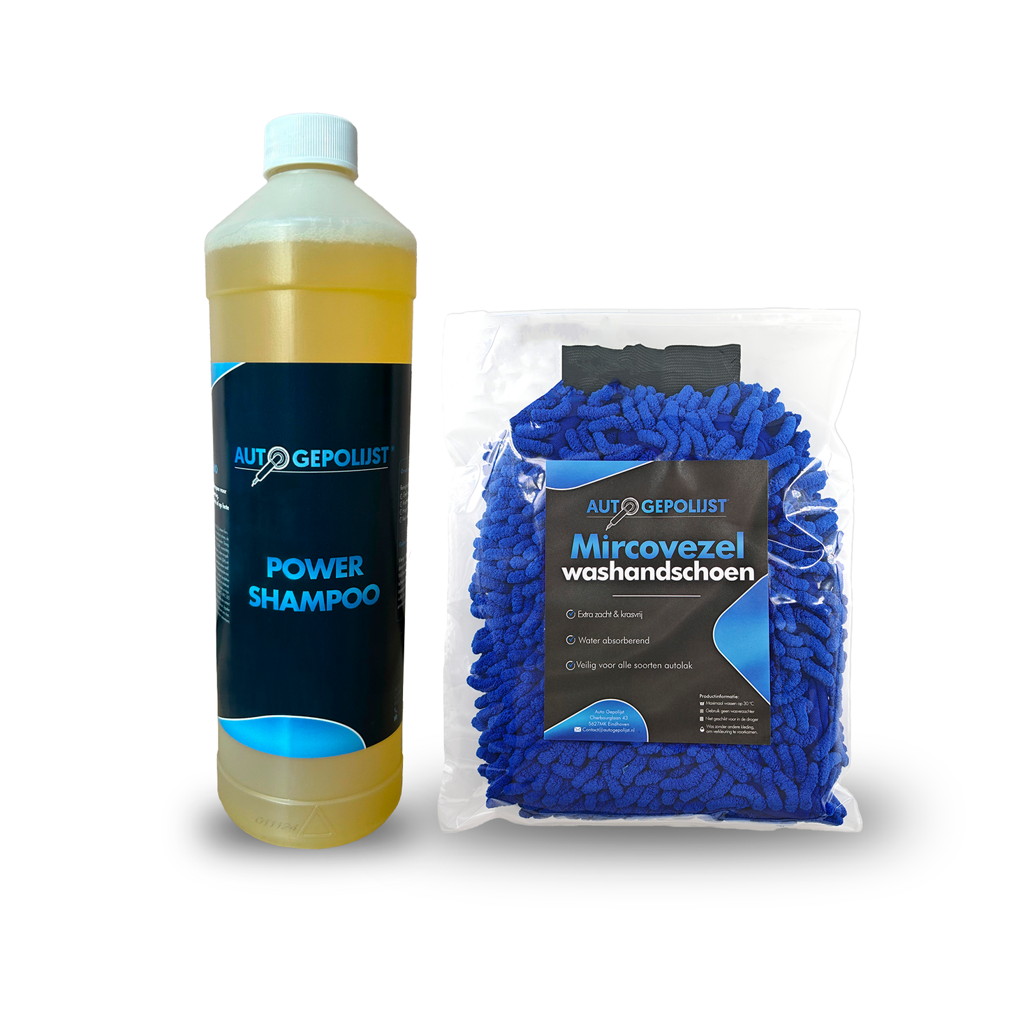 Car Wash Glove Blue + Car Shampoo