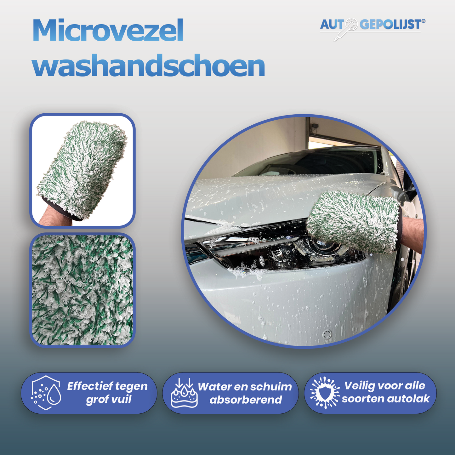 Autowashandschoen Groen + Auto Shampoo