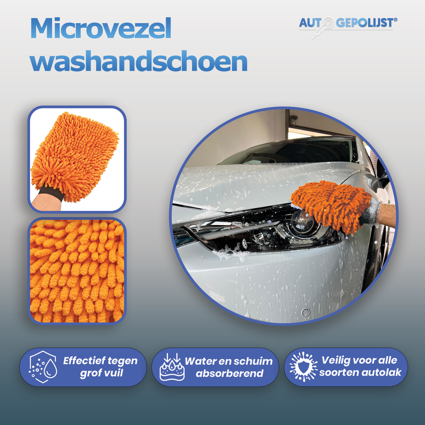 Car Wash Glove Orange + Car Shampoo