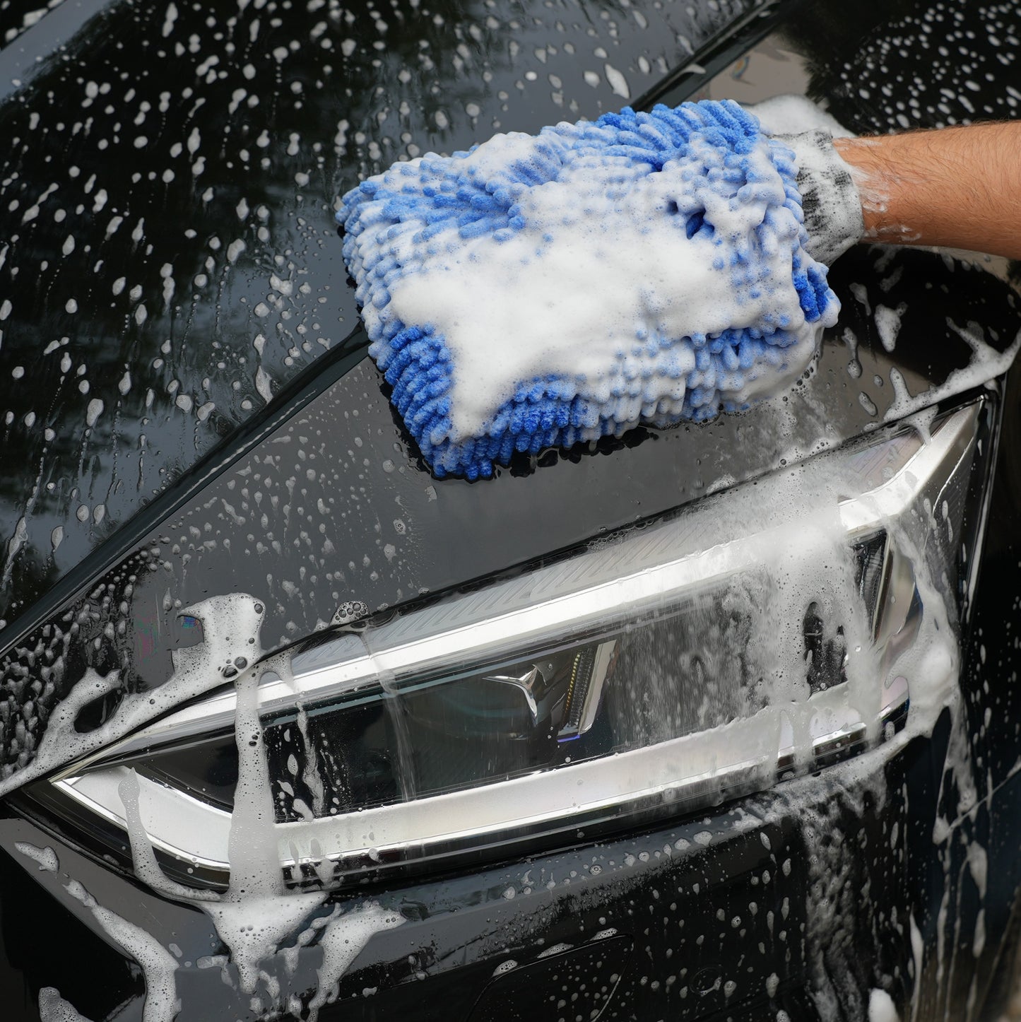 Autowashandschoen Blauw + Auto Shampoo