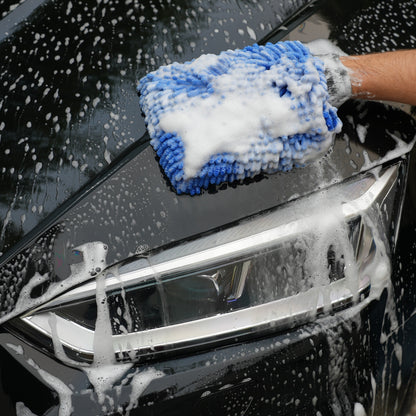 Autowashandschoen Blauw + Auto Shampoo