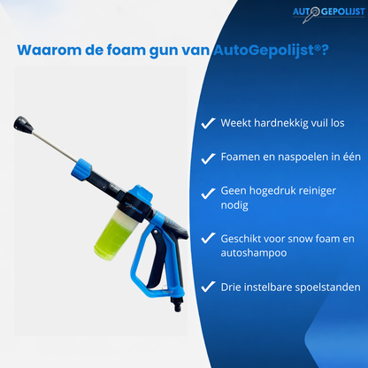 Foam gun met foam en naspoel functie